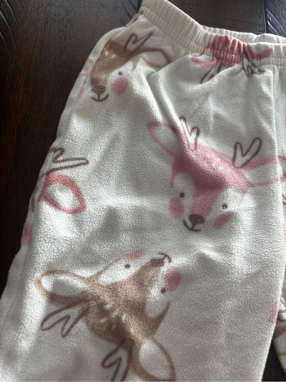 Carter's Cream Fleece Pajama Set with Pink & Brown Deer Print